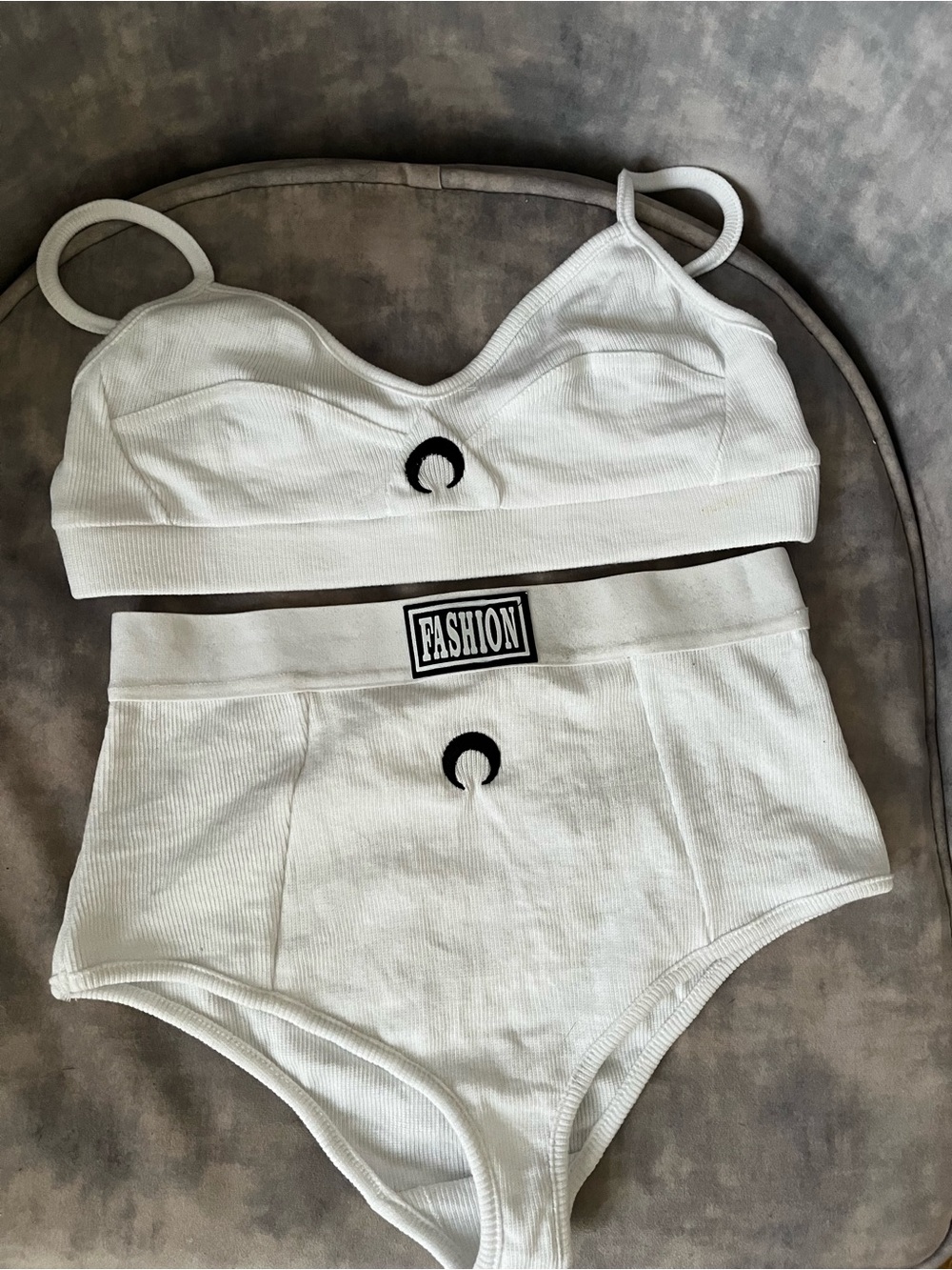 White Ribbed Bralette & High-Waist Brief Set